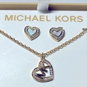 NEW Michael Kors HEART Necklace and Earring set. NWT. Gold tone. Perfect gift!